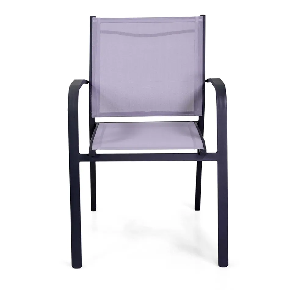 Stackable Outdoor Chair in Textilene and Aluminum Frame - Pennarello Viadurini