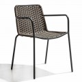 Stackable Garden Chair with Metal Armrests and Rope, 4 Pieces - Cabaret