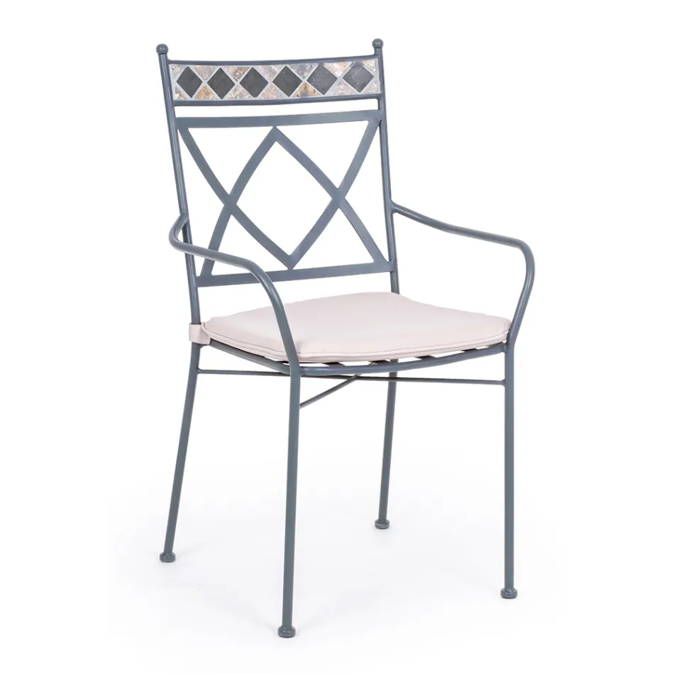Stackable Steel Garden Chair with or Without Armrests - Letizia Viadurini