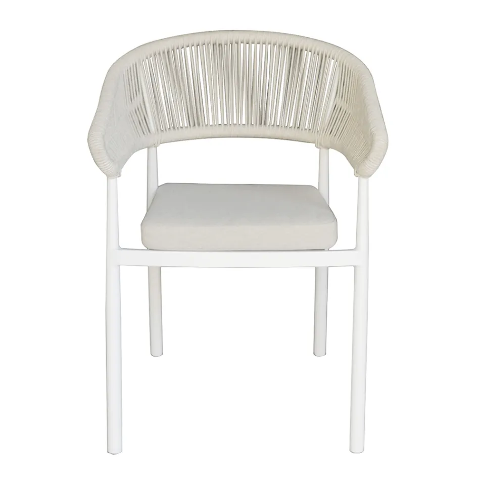 Stackable Aluminum Chair with Rope Cushion and Backrest - Frescultura Viadurini