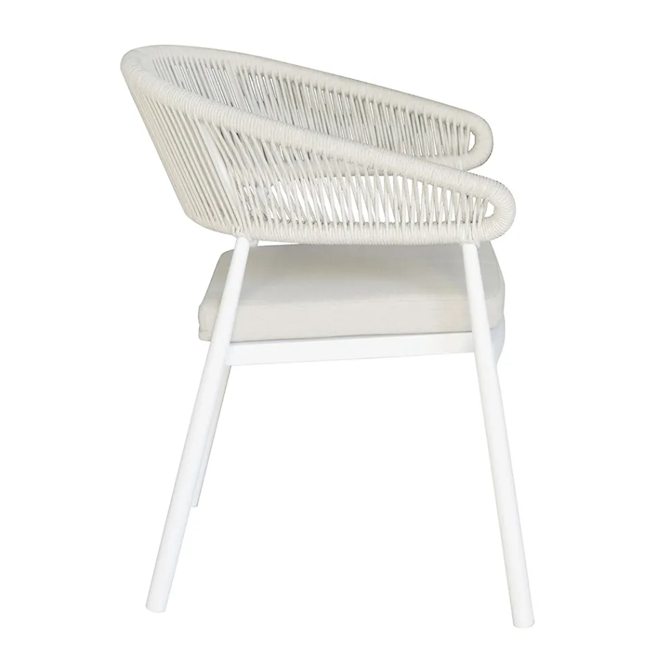 Stackable Aluminum Chair with Rope Cushion and Backrest - Frescultura Viadurini
