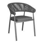 Stackable Aluminum Chair with Rope Cushion and Backrest - Frescultura Viadurini