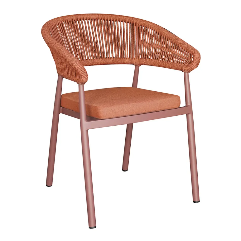 Stackable Aluminum Chair with Rope Cushion and Backrest - Frescultura Viadurini