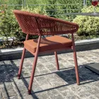 Stackable Aluminum Chair with Rope Cushion and Backrest - Frescultura Viadurini