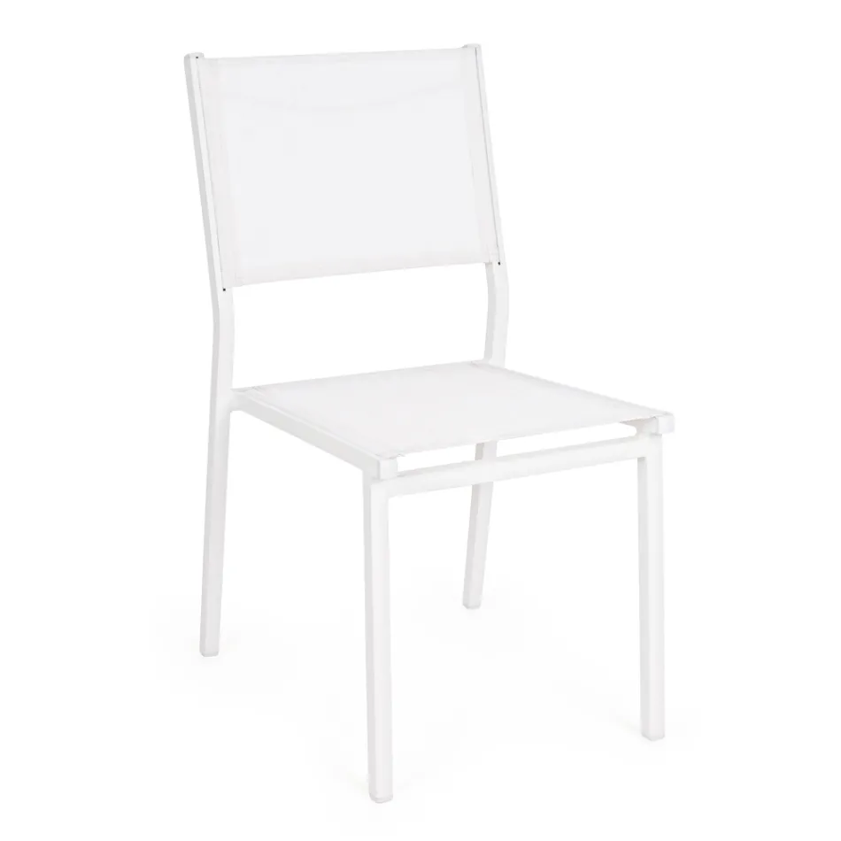 Stackable Chair in Aluminum and Textilene for the Garden, Modern Design - Franz Viadurini