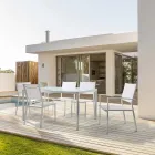 Stackable Chair in Aluminum and Textilene for the Garden, Modern Design - Franz Viadurini