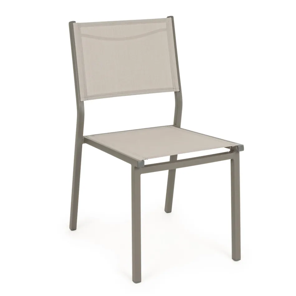 Stackable Chair in Aluminum and Textilene for the Garden, Modern Design - Franz Viadurini