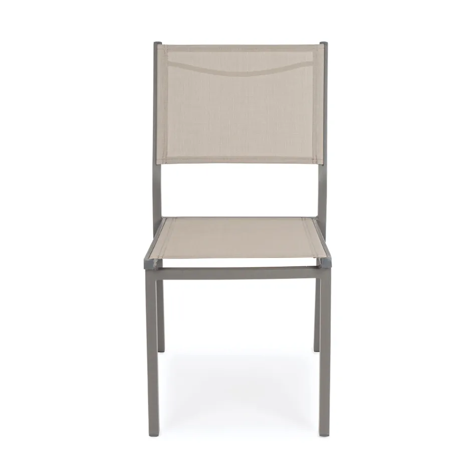 Stackable Chair in Aluminum and Textilene for the Garden, Modern Design - Franz Viadurini