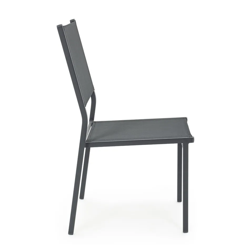 Stackable Chair in Aluminum and Textilene for the Garden, Modern Design - Franz Viadurini