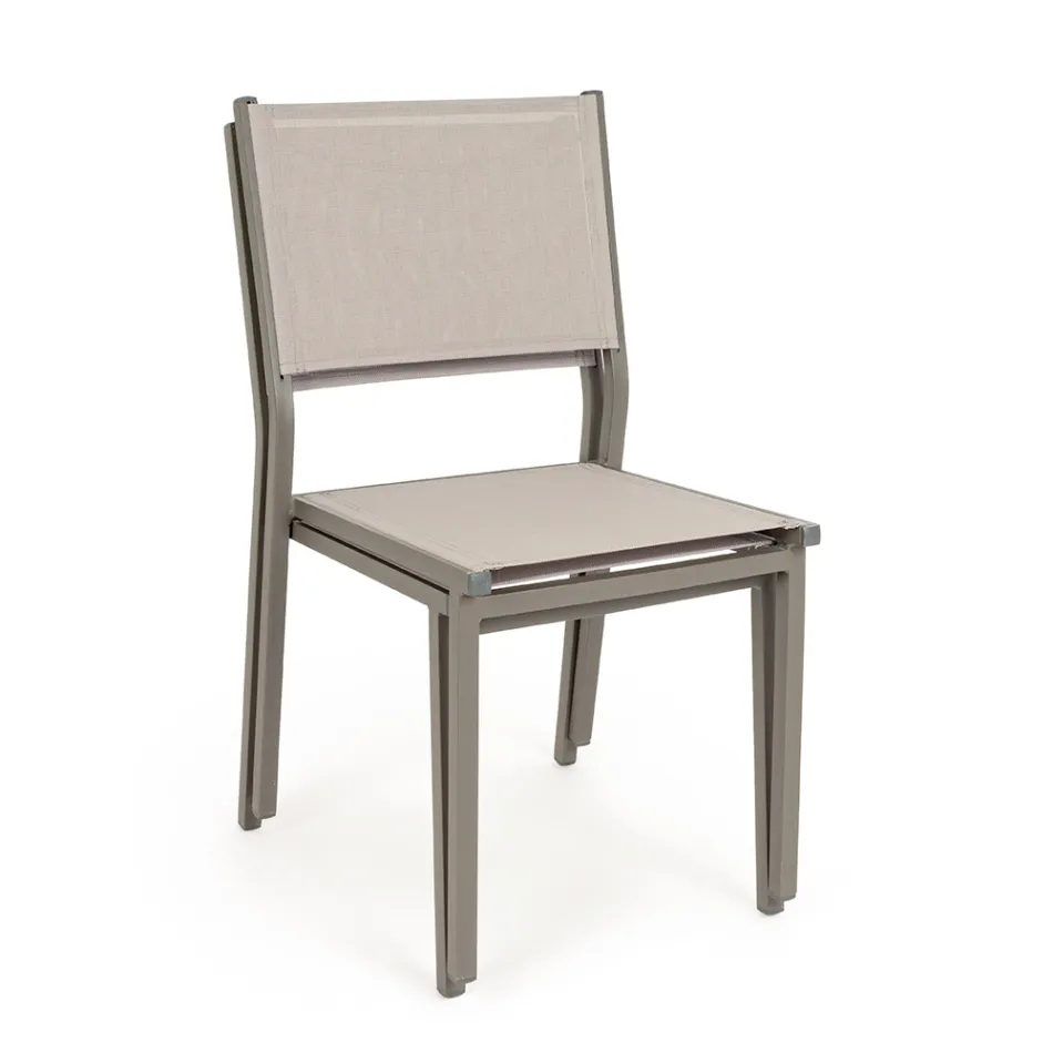 Stackable Chair in Aluminum and Textilene for the Garden, Modern Design - Franz Viadurini
