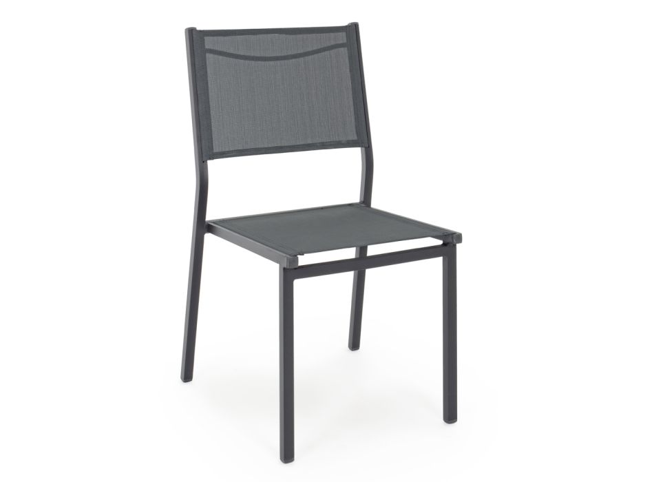 Stackable Chair in Aluminum and Textilene for the Garden, Modern Design - Franz Viadurini