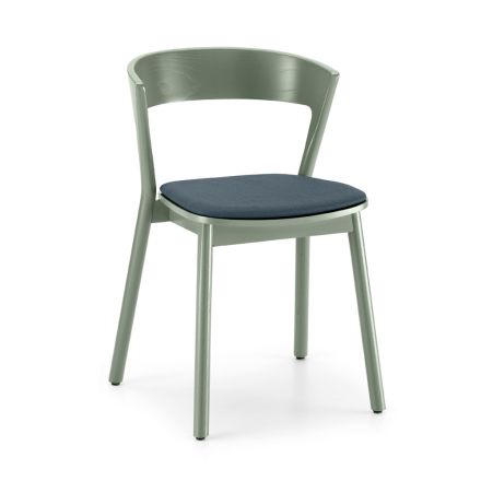 Stackable Chair in Ash with Fabric Seat Made in Italy, 2 Pieces - Oslo Viadurini