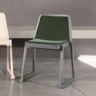 Stackable Wooden Chair with Velvet Seat Made in Italy, 2 Pieces - Leipzig Viadurini
