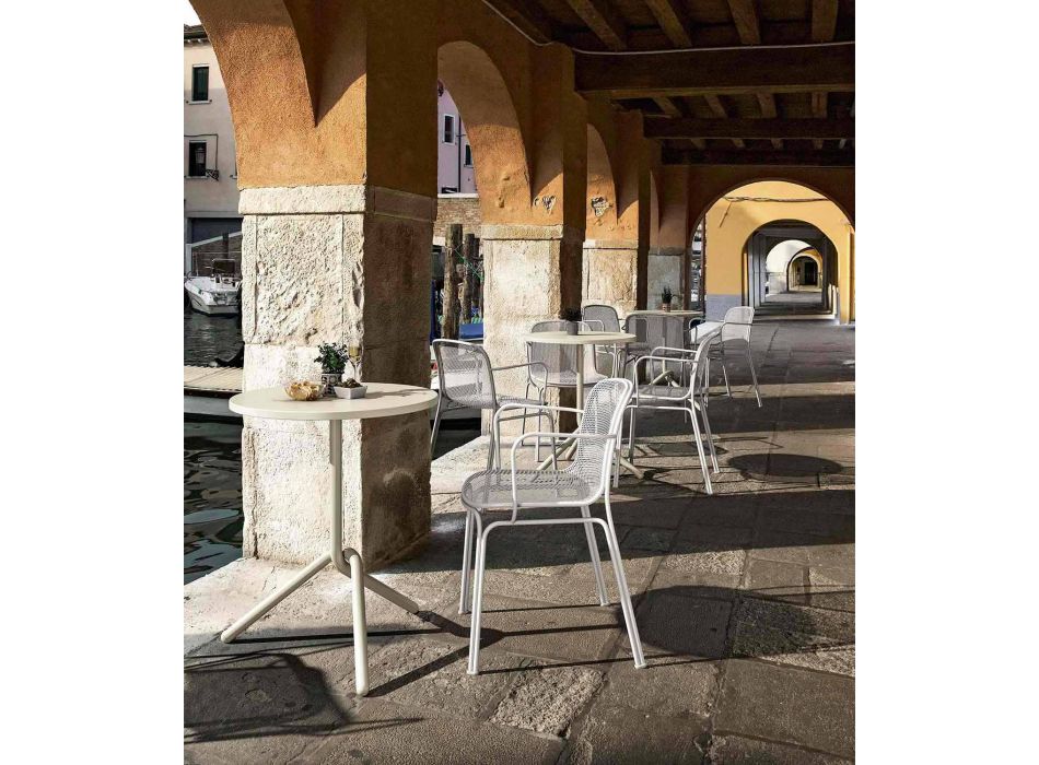 Stackable Outdoor Metal Chair Made in Italy, 4 Pieces - Verna Viadurini