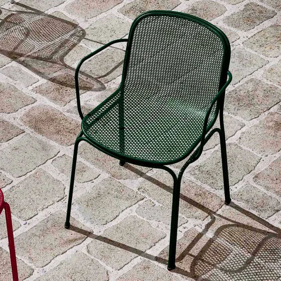Stackable Outdoor Metal Chair Made in Italy, 4 Pieces - Verna Viadurini