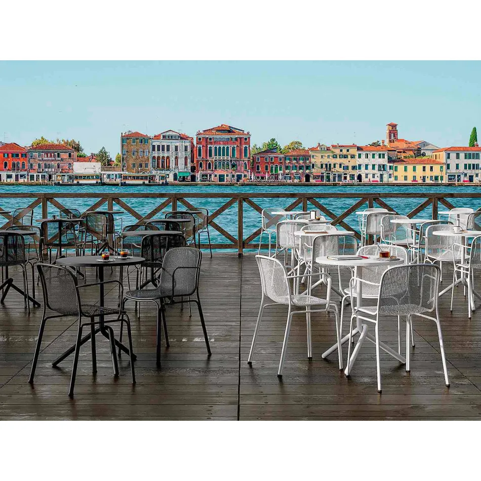 Stackable Outdoor Metal Chair Made in Italy, 4 Pieces - Verna Viadurini