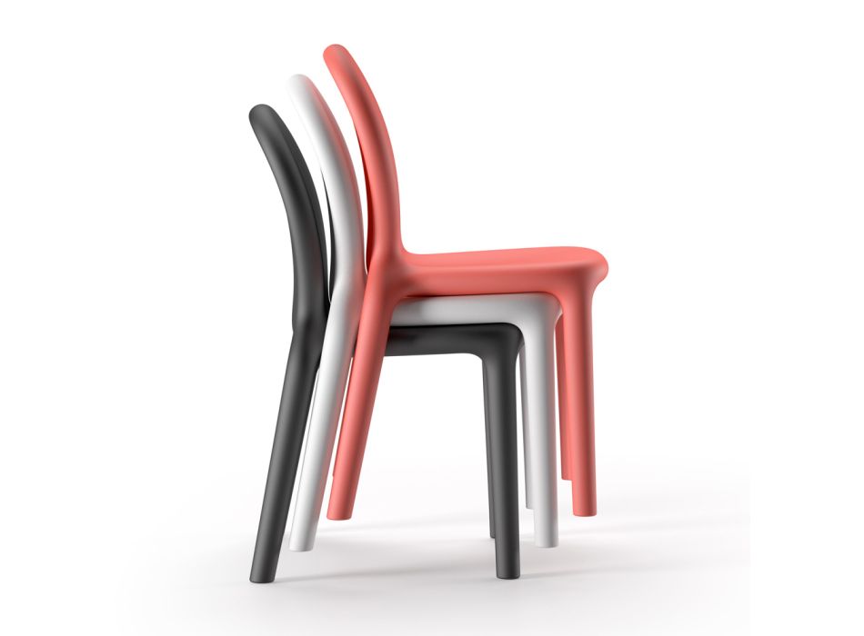 Stackable Chair in Colored Polyethylene Made in Italy, 2 Pieces - Jamala Viadurini
