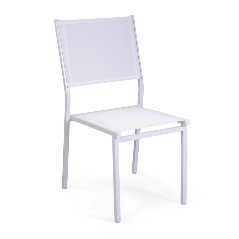 Stackable Chair in Textilene and White Aluminum Frame - Pennarello Viadurini