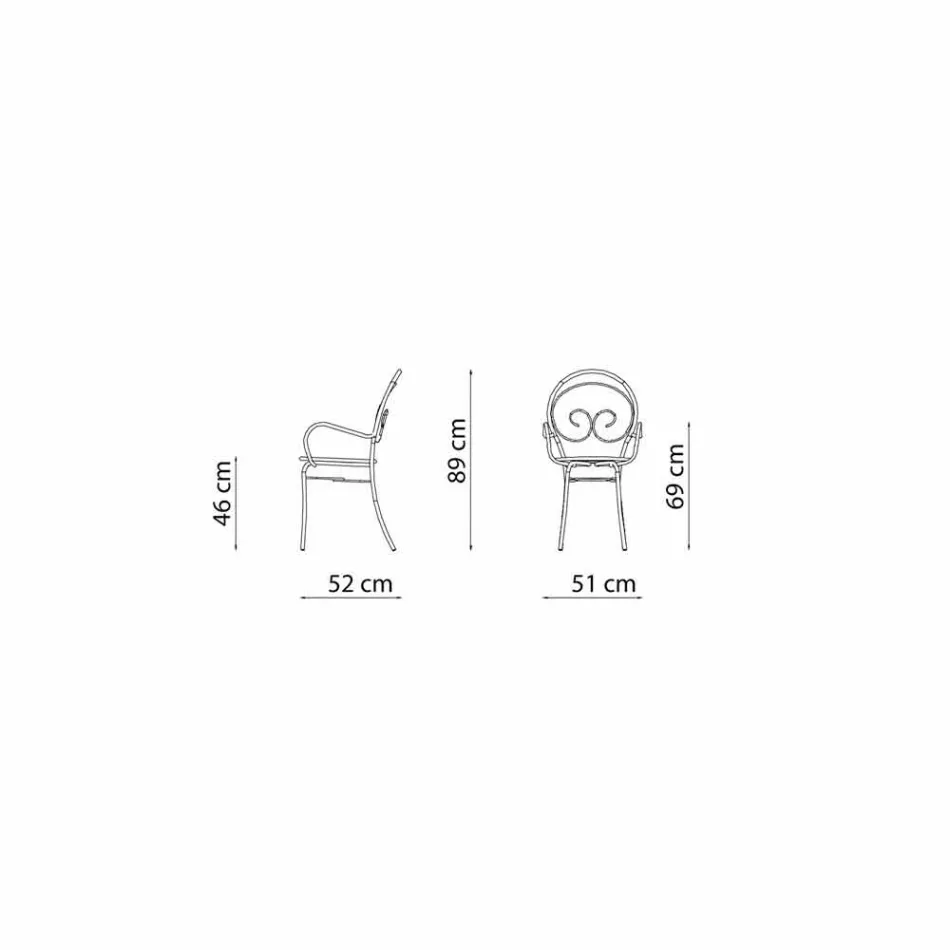 Stackable Outdoor Chair in Metal Made in Italy, 2 Pieces - Authority Viadurini