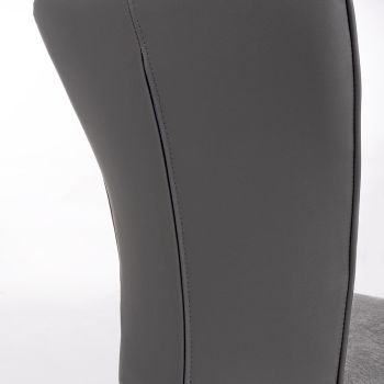 Black Steel Chair Covered in Polyester and Eco-Leather 2 Pieces - Vegeta
