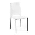 White Leather Chair and Black Steel Legs Made in Italy - Clouds