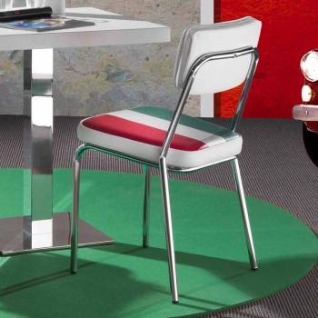 Banda design chair in eco-leather with Italian flag