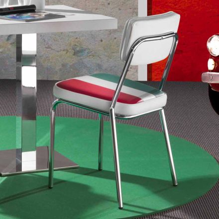 Banda design chair in eco-leather with Italian flag Viadurini