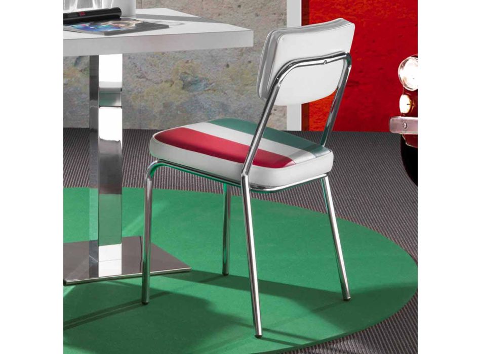 Banda design chair in eco-leather with Italian flag