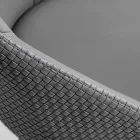 Eco-leather Chair with Decorated Back and Black Metal Base, 2 Pieces - Nima Viadurini