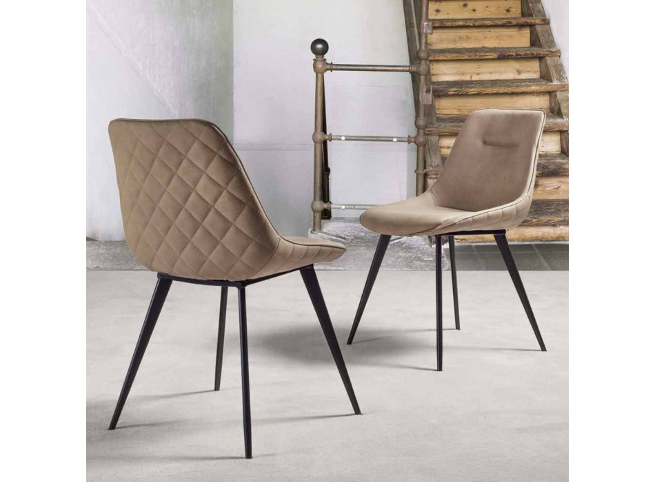 Nabuk Effect Ecoleather Chair, Metal Structure - Ermes