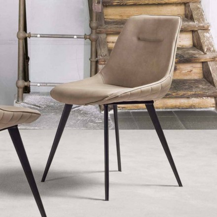 Nabuk Effect Ecoleather Chair, Metal Structure - Ermes Viadurini