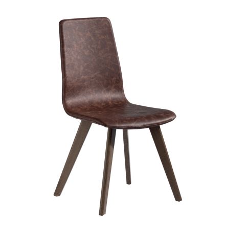 Chair in Monocoque Beech and Regenerated Leather Made in Italy - Jayden Viadurini