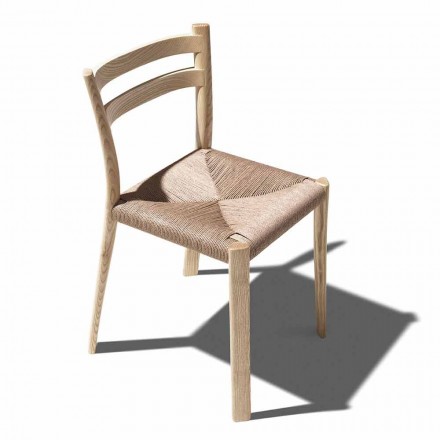 Solid Ash Chair with Hand Woven Seat Made in Italy - Buri Viadurini