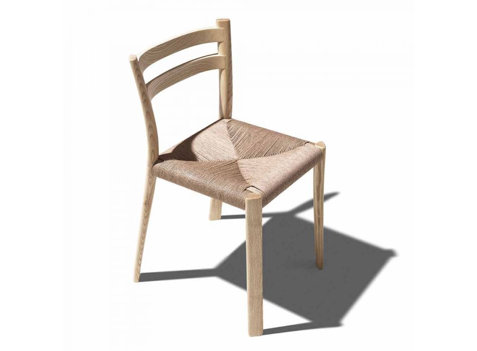 Solid Ash Chair with Hand Woven Seat Made in Italy - Buri Viadurini