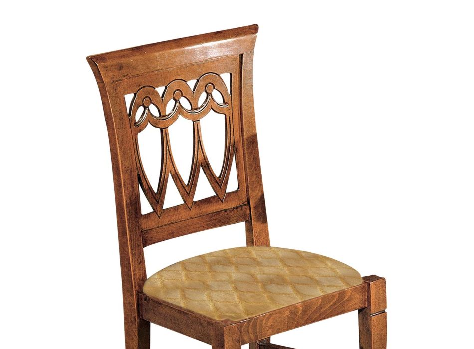Chair in Bassano Wood and Gold Baroque Fabric Made in Italy - Jasper Viadurini