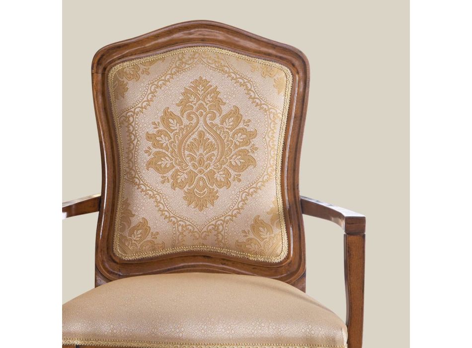 Classic Wooden Chair with Luxury Upholstered Fabric Made in Italy - Majesty Viadurini
