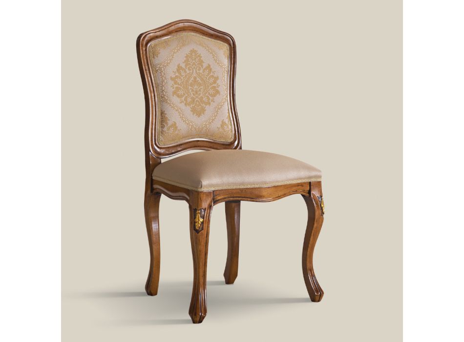 Classic Wooden Chair with Luxury Upholstered Fabric Made in Italy - Majesty Viadurini