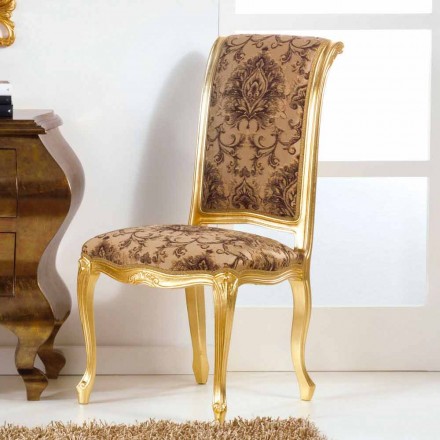 Classic style wooden chair with Bellini gold leaf legs Viadurini