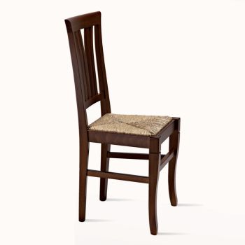 Chair in Beech Wood and Straw Seat of Classic Design - Ornella