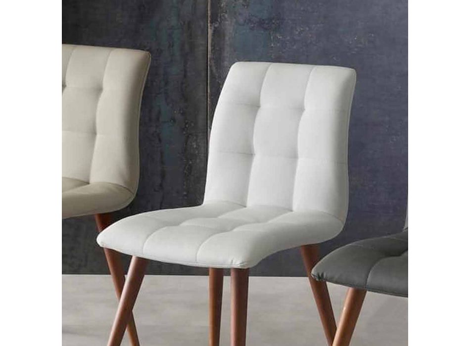 Solid wood chair upholstered in purple eco-leather Viadurini