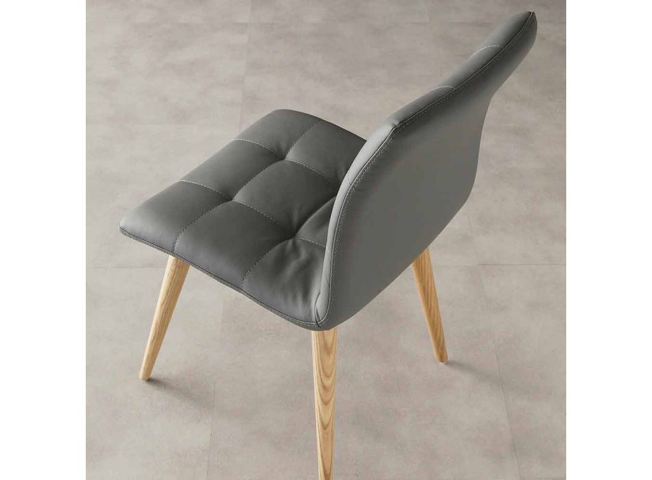 Solid wood chair upholstered in purple eco-leather Viadurini
