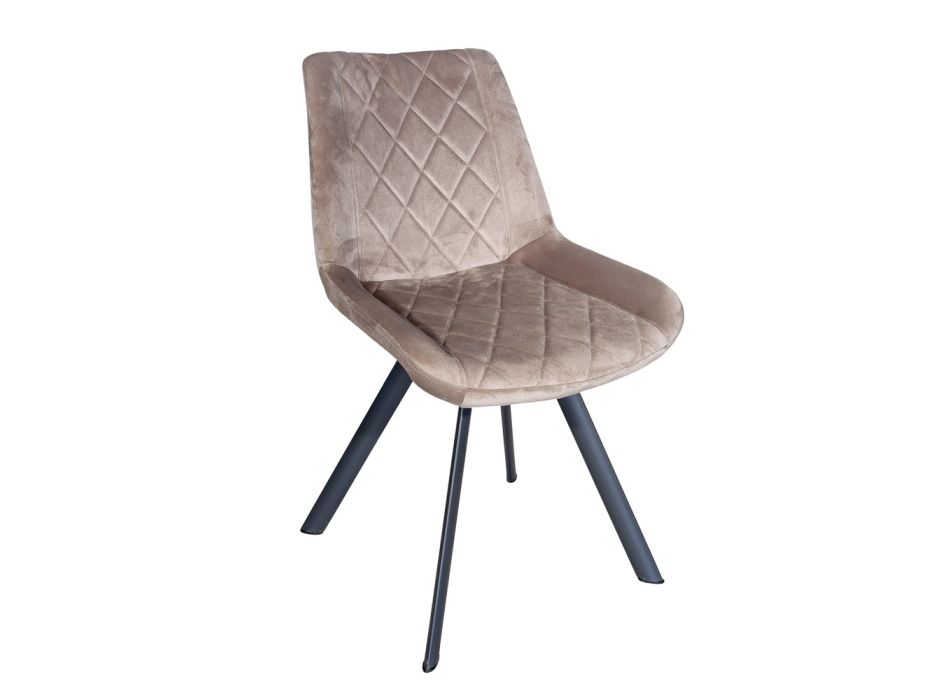 Metal Chair and Velvet Seat Made in Italy - Corazon Viadurini