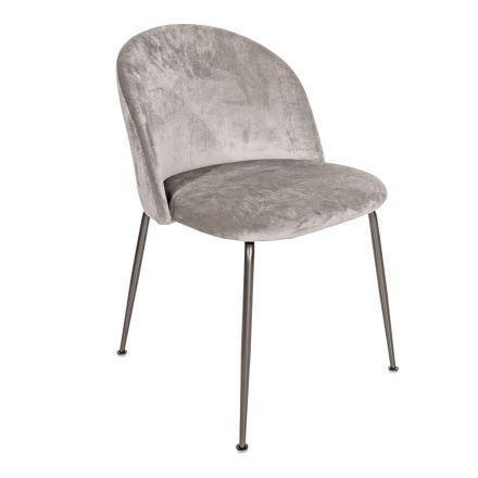 Black Metal Chair and Gray Velvet Seat Made in Italy - Meredith Viadurini