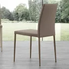 Metal chair covered in Caserta eco-leather, modern design Viadurini
