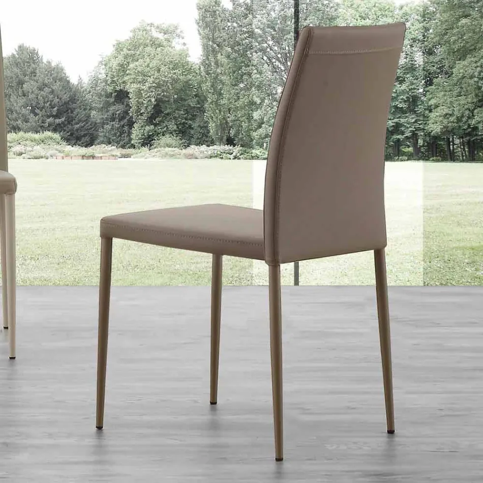 Metal chair covered in Caserta eco-leather, modern design Viadurini