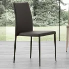 Metal chair covered in Caserta eco-leather, modern design Viadurini