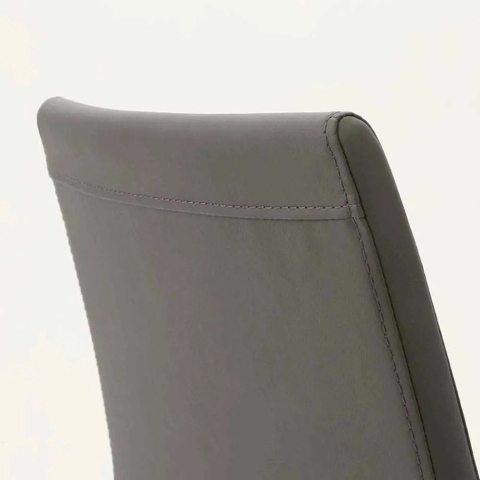 Metal chair covered in Caserta eco-leather, modern design Viadurini