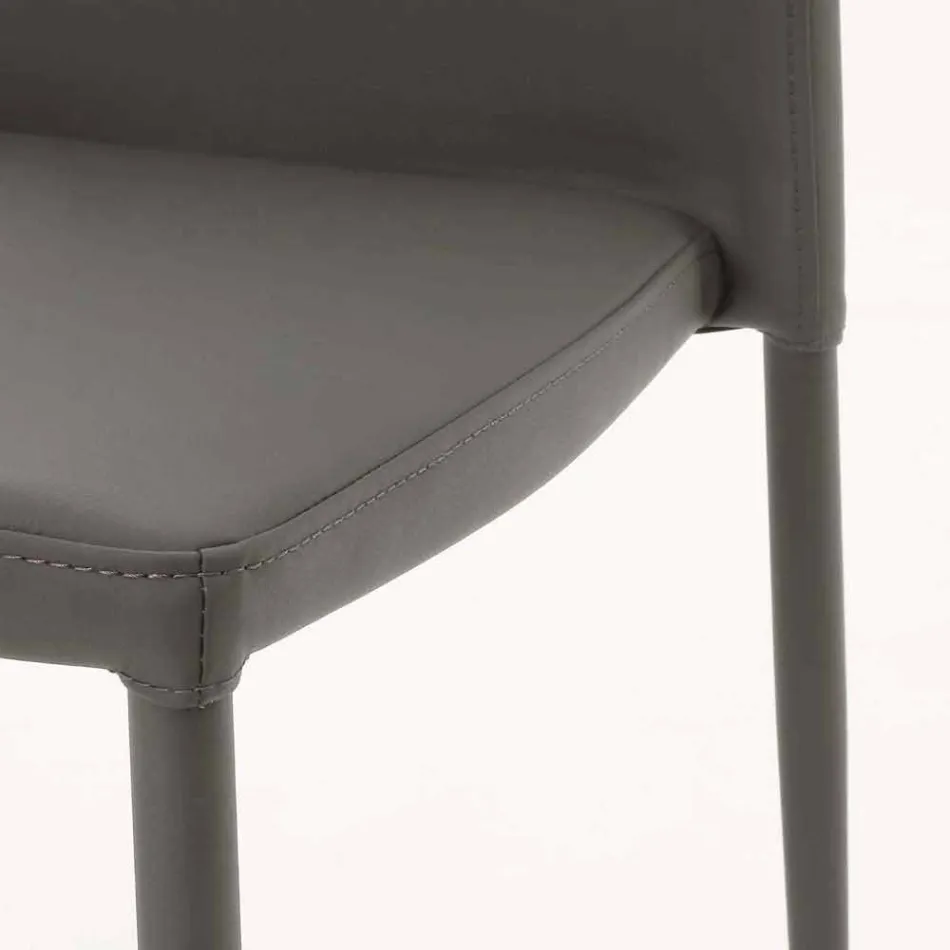 Metal chair covered in Caserta eco-leather, modern design Viadurini