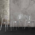 Modern design transparent polycarbonate chair, made in Italy Ferrara