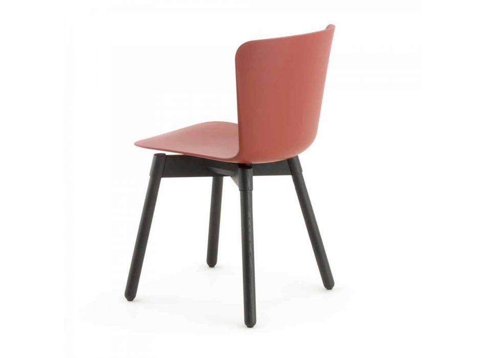 Polypropylene Chair with Stained Oak Base Made in Italy, 2 Pieces - Scandio Viadurini